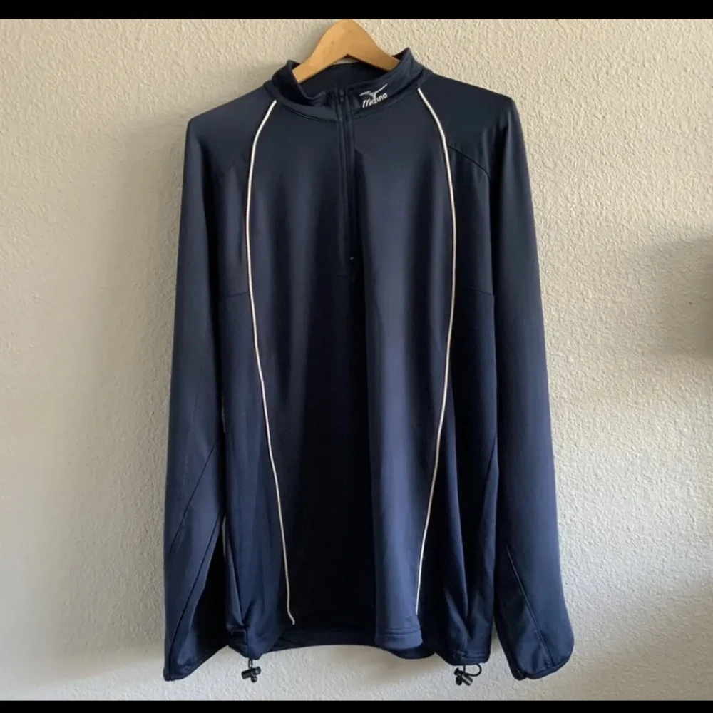 MIZUNO Men's (Size Large) Blue Long Sleeve Athletic 1/4 Zip‎ Shirt Golf Baseball